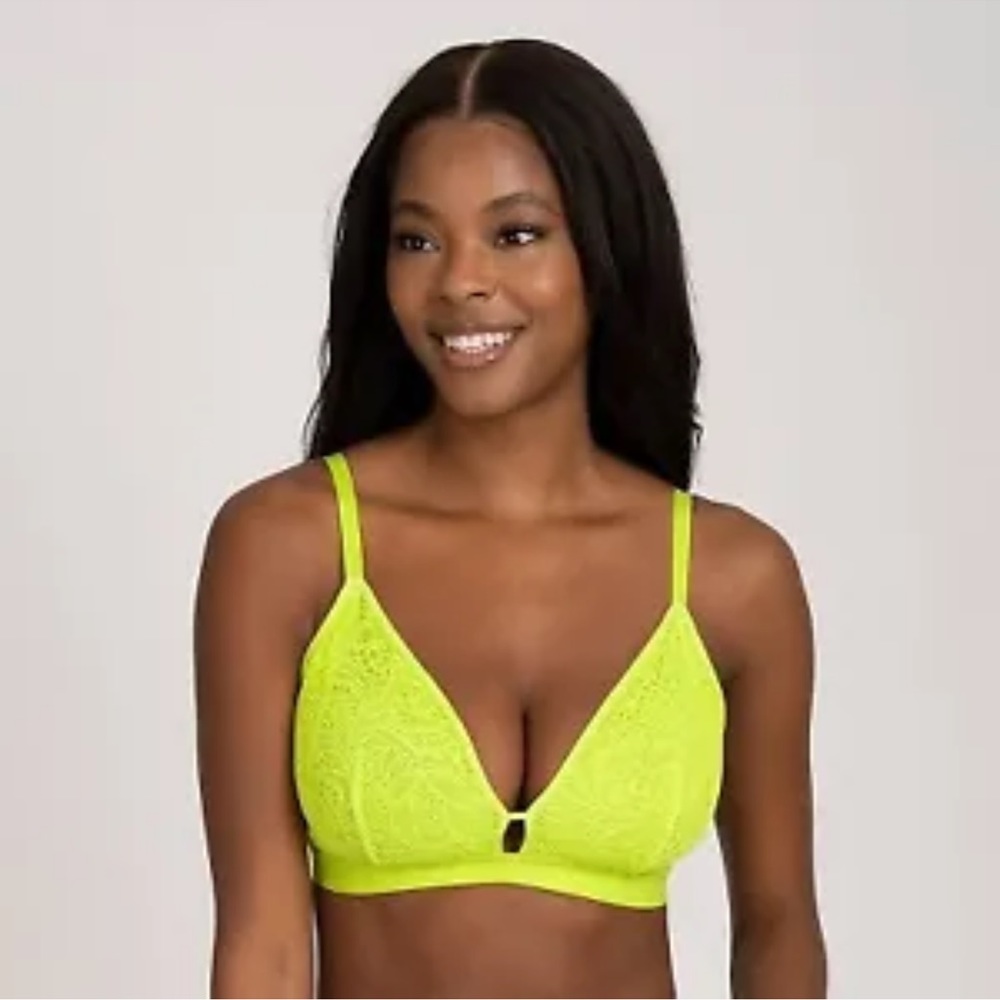 All.You.LIVELY Women's Palm Lace Busty Bralette - Electric Lime, 1